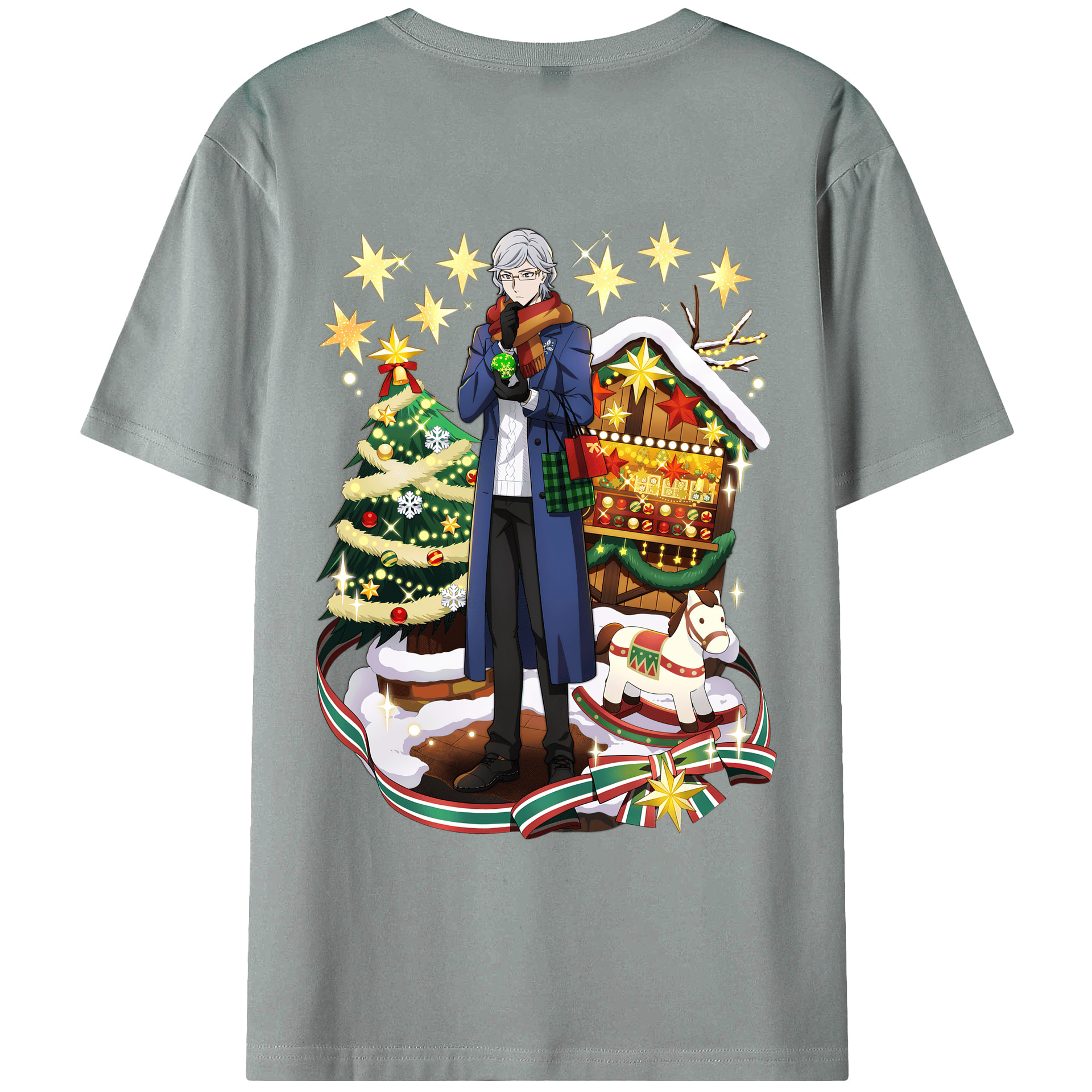（画像用） 文豪ストレイドッグス Bungo Stray Dogs 綿100％ メンズ半袖Tシャツ（バックプリント） 通気性
